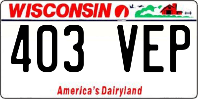 WI license plate 403VEP