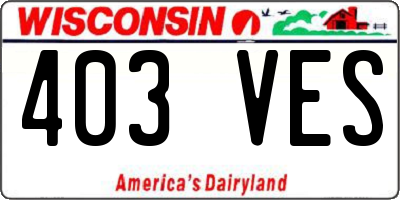 WI license plate 403VES