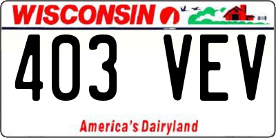 WI license plate 403VEV