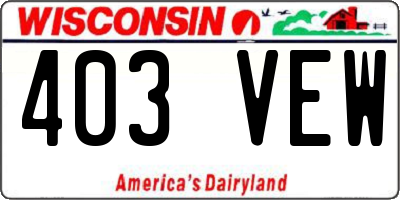 WI license plate 403VEW