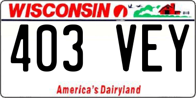 WI license plate 403VEY
