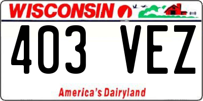 WI license plate 403VEZ