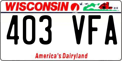 WI license plate 403VFA
