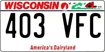 WI license plate 403VFC