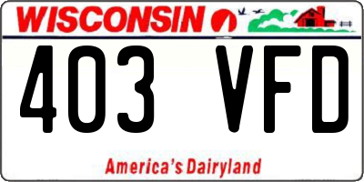 WI license plate 403VFD