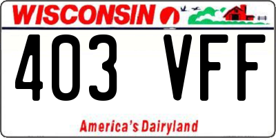 WI license plate 403VFF