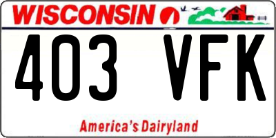 WI license plate 403VFK