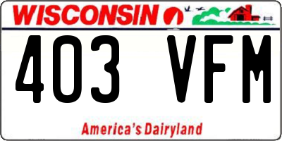 WI license plate 403VFM