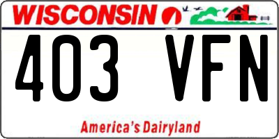 WI license plate 403VFN