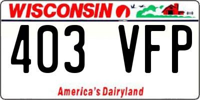 WI license plate 403VFP