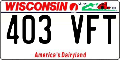 WI license plate 403VFT