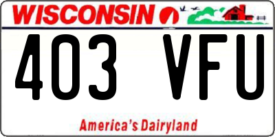 WI license plate 403VFU