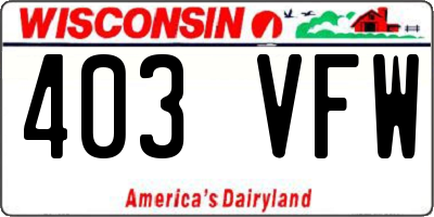 WI license plate 403VFW