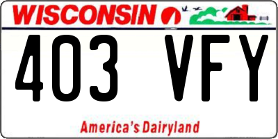 WI license plate 403VFY