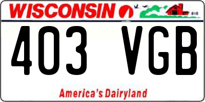 WI license plate 403VGB