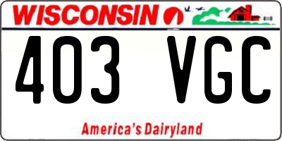 WI license plate 403VGC