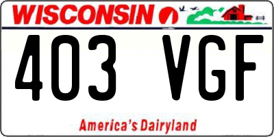WI license plate 403VGF