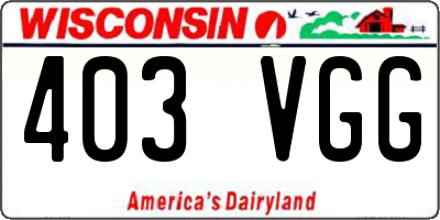 WI license plate 403VGG
