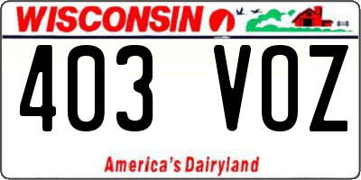 WI license plate 403VOZ