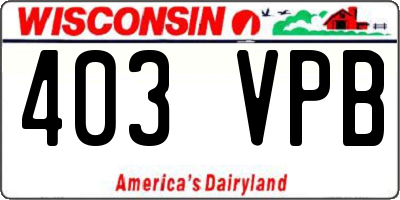 WI license plate 403VPB