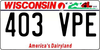 WI license plate 403VPE