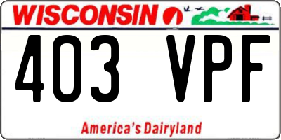 WI license plate 403VPF