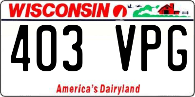 WI license plate 403VPG