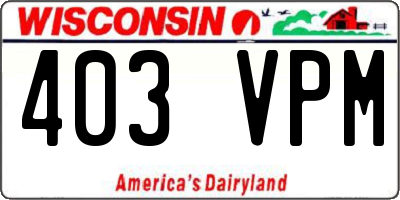 WI license plate 403VPM