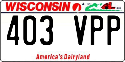 WI license plate 403VPP