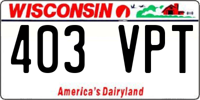 WI license plate 403VPT