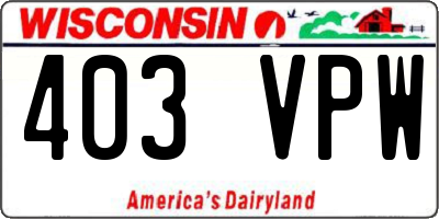 WI license plate 403VPW