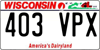 WI license plate 403VPX