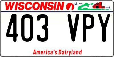 WI license plate 403VPY