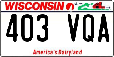 WI license plate 403VQA