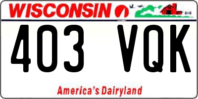 WI license plate 403VQK