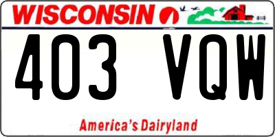 WI license plate 403VQW