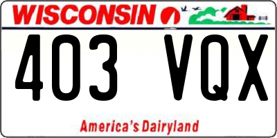 WI license plate 403VQX