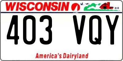 WI license plate 403VQY