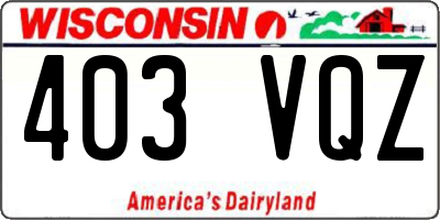 WI license plate 403VQZ
