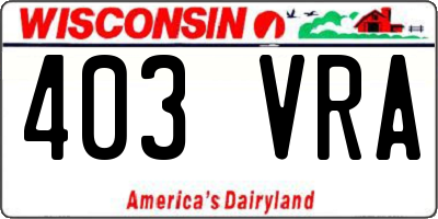 WI license plate 403VRA