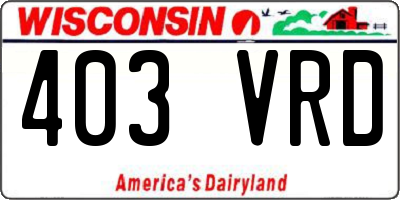 WI license plate 403VRD