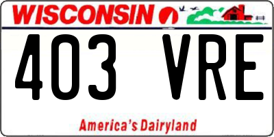 WI license plate 403VRE