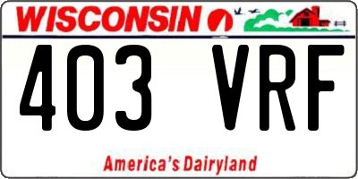 WI license plate 403VRF