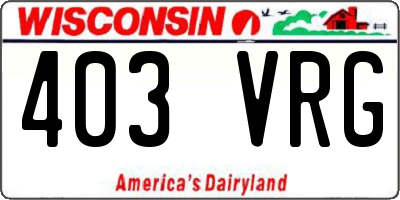 WI license plate 403VRG