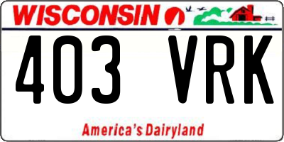 WI license plate 403VRK