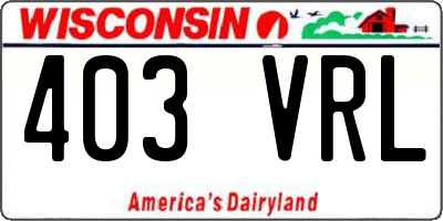 WI license plate 403VRL
