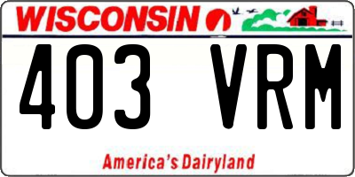 WI license plate 403VRM