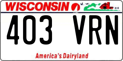 WI license plate 403VRN