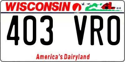 WI license plate 403VRO