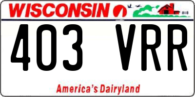 WI license plate 403VRR